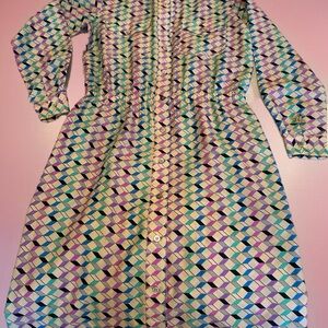 Vintage Frances Henaghan saks fifth avenue Geometric Dress in Purple and Cream